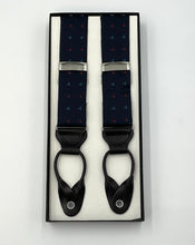 Load image into Gallery viewer, Navy Triangle Print Brace Suspenders