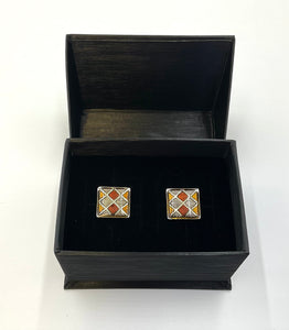 Metallic Diamond Pattern Cufflink