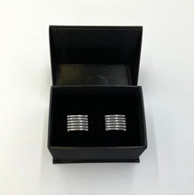 Load image into Gallery viewer, Matte Gunmetal and Black Striped Cufflinks