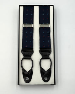 Navy Triangle Print Brace Suspenders