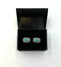 Load image into Gallery viewer, Turquoise and Silver Cufflink