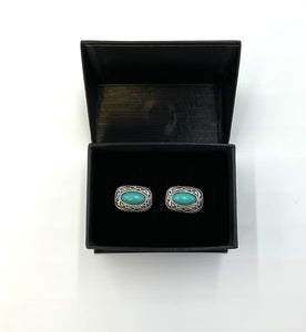 Turquoise and Silver Cufflink