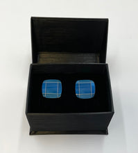 Load image into Gallery viewer, Crystal Blue and Silver Cufflinks