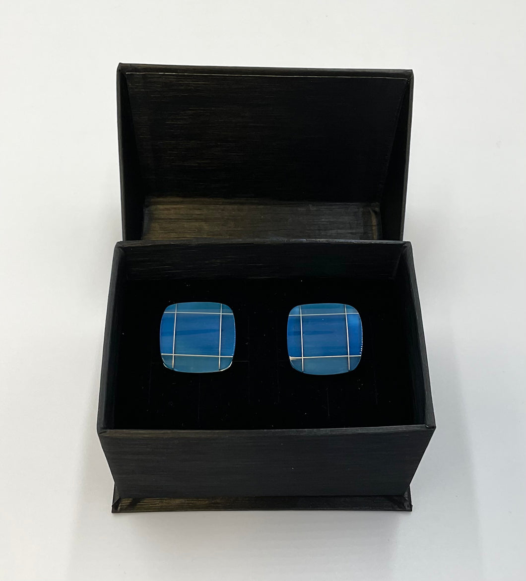 Crystal Blue and Silver Cufflinks