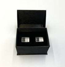 Load image into Gallery viewer, Gunmetal Striped Rectangle Cufflinks