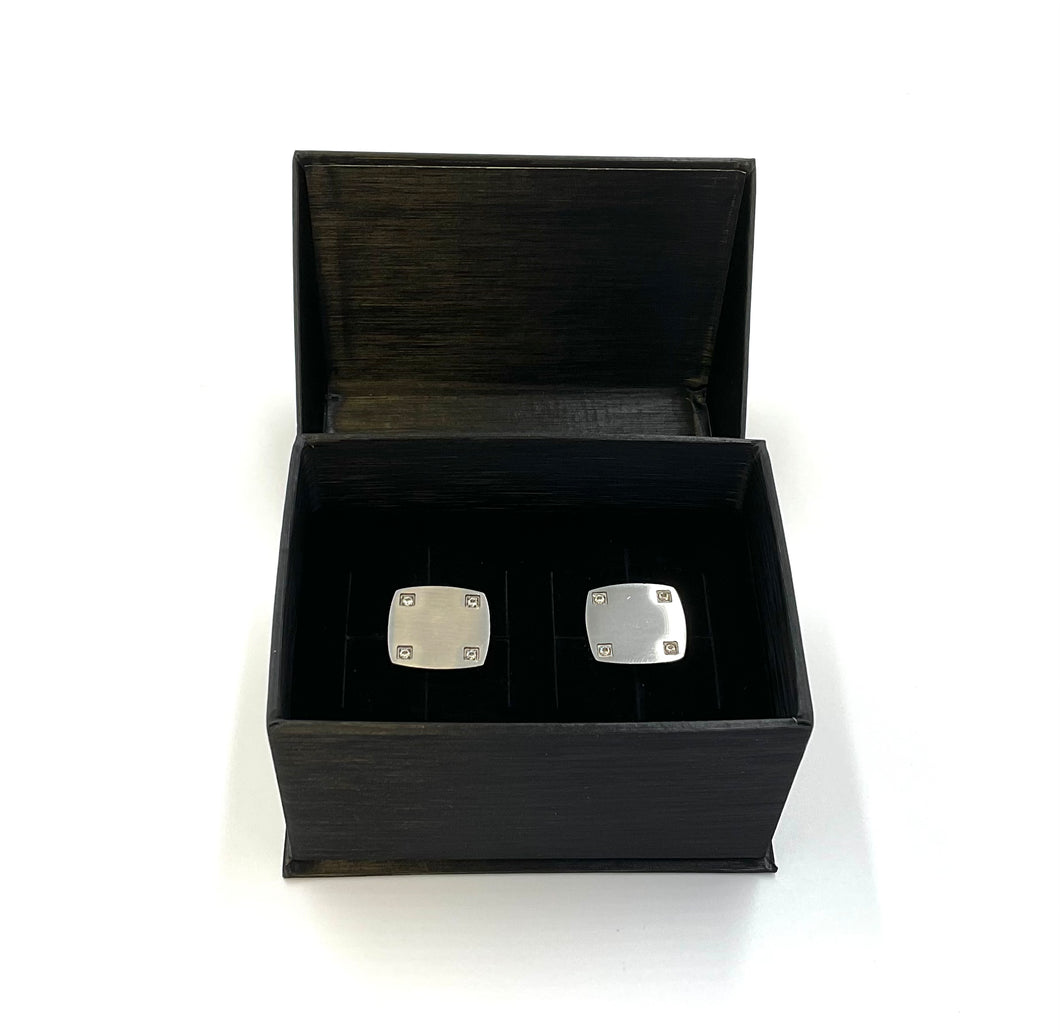 Gunmetal and Crystal Square Cufflinks