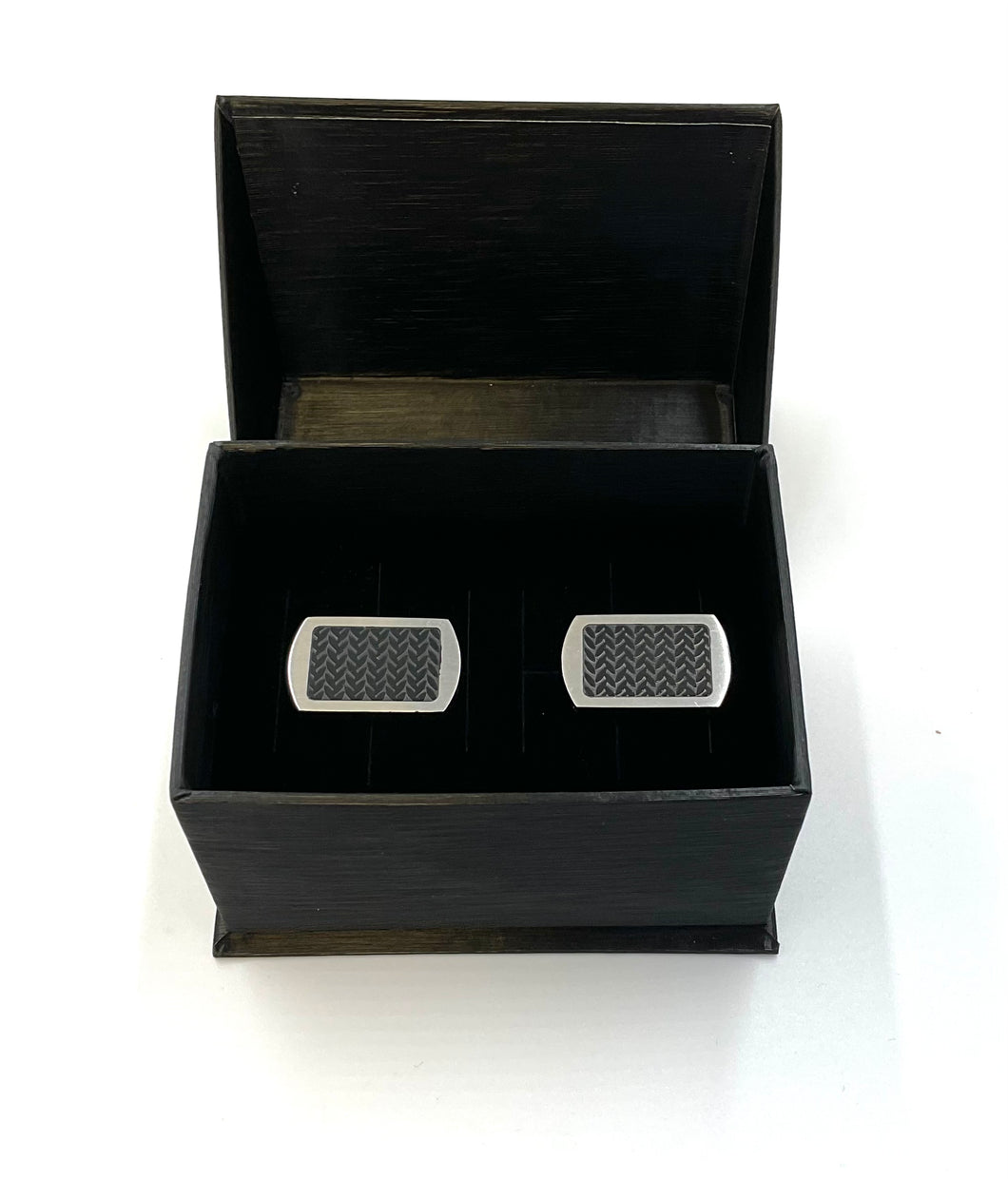 Gunmetal and Black Leaf Print Cufflinks