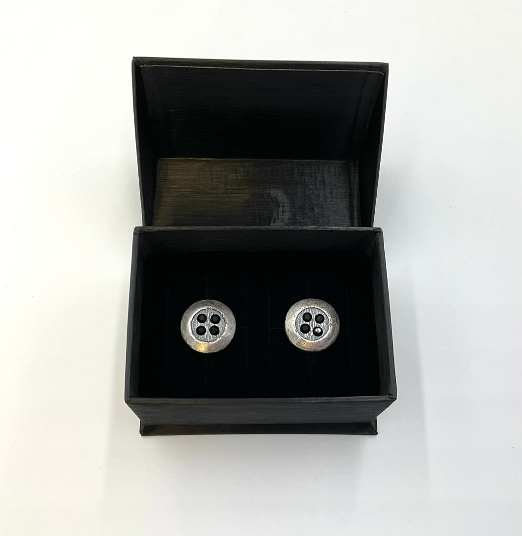 Tarnished Gunmetal Circle Cufflinks