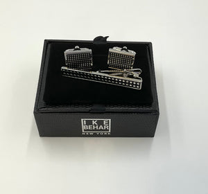 Black and Silver Dotted Cufflink and Tie Bar Set