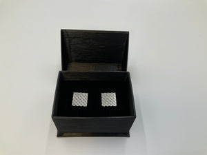 Square Silver Triangle Pattern Cufflink