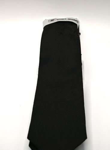 Stacy Adams Black Paisley TIe and Hanky Set
