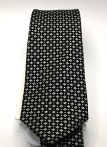 Stacy Adams Black and White Tie and Hanky Set
