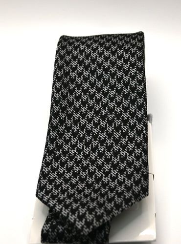 Stacy Adams Black and White Tie and Hanky Set