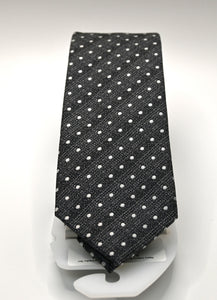 Stacy Adams Black and White Tie and Hanky Set