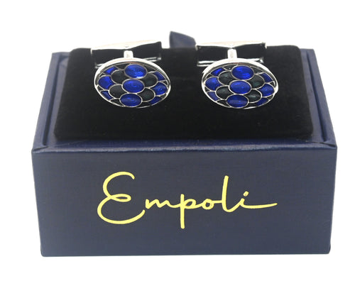 Cobalt Blue and Grey Oval Cufflinks