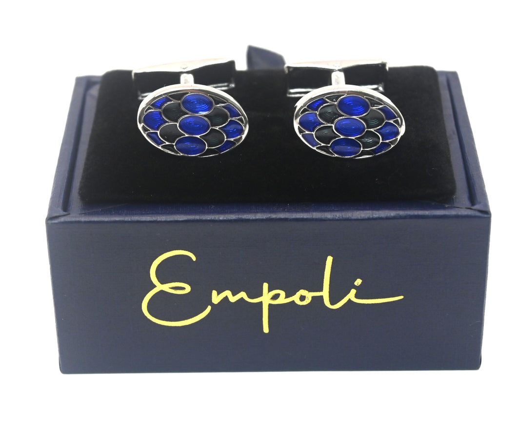 Cobalt Blue and Grey Oval Cufflinks