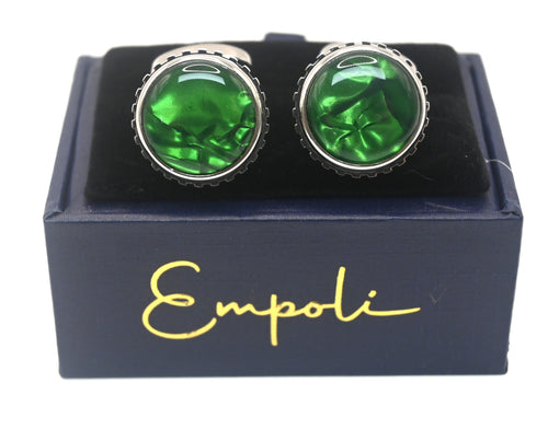 Large Silver Circular Cufflinks
