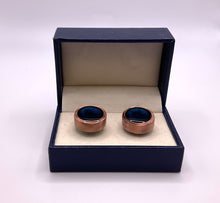 Load image into Gallery viewer, Rose Gold and Navy Circle Cufflink