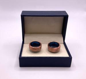 Rose Gold and Navy Circle Cufflink