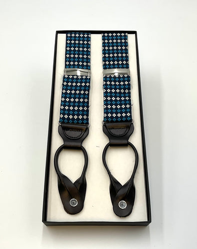 Blue Diamond Pattern Brace Suspenders