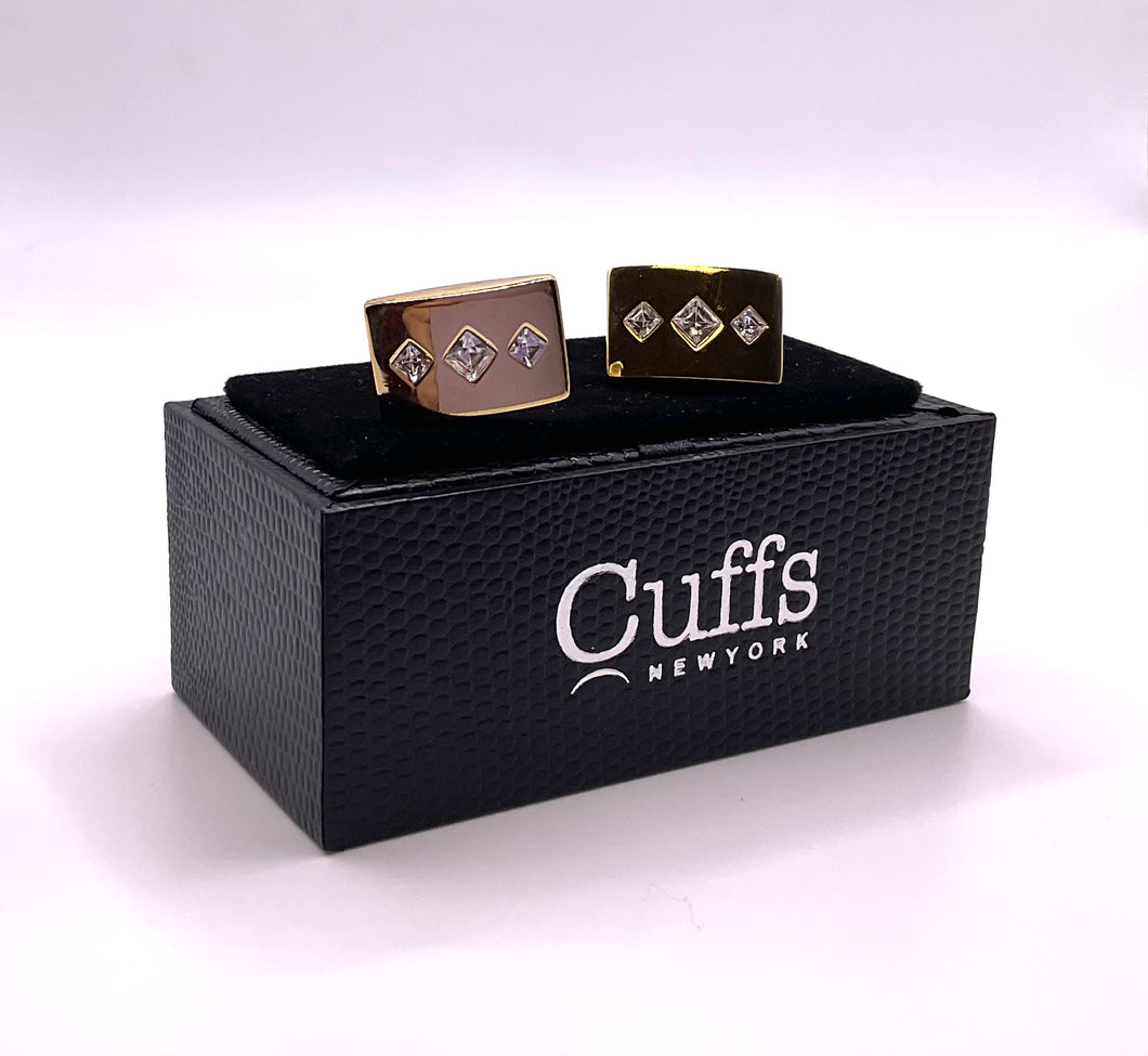 Gold and Crystal Cufflinks