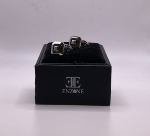 Black and Chrome Square Cufflinks