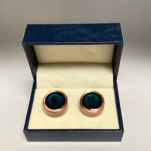 Rose Gold and Navy Circle Cufflink