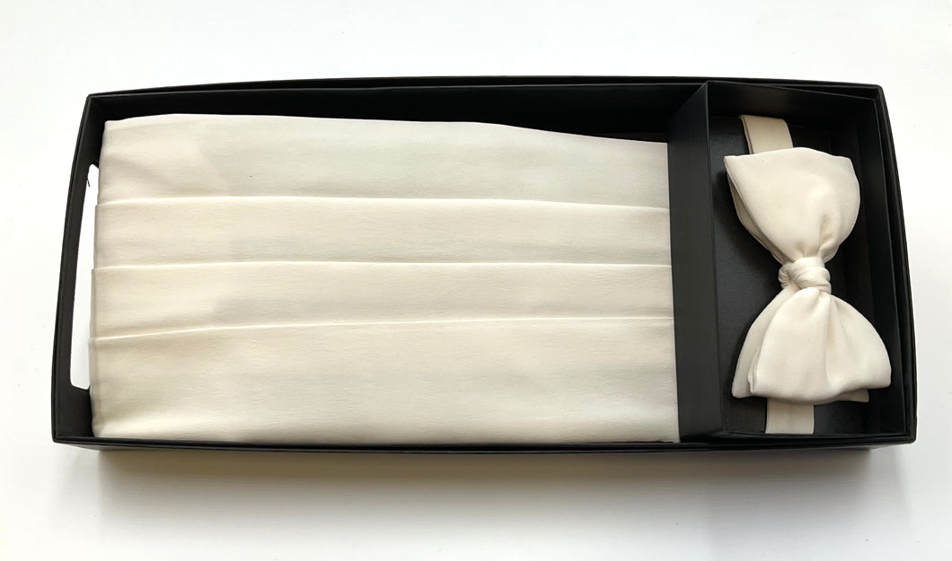 Ivory Cummerbund and Bowtie Set