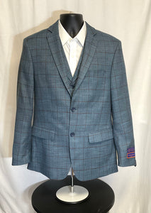 Blue Plaid Sports Jacket Set