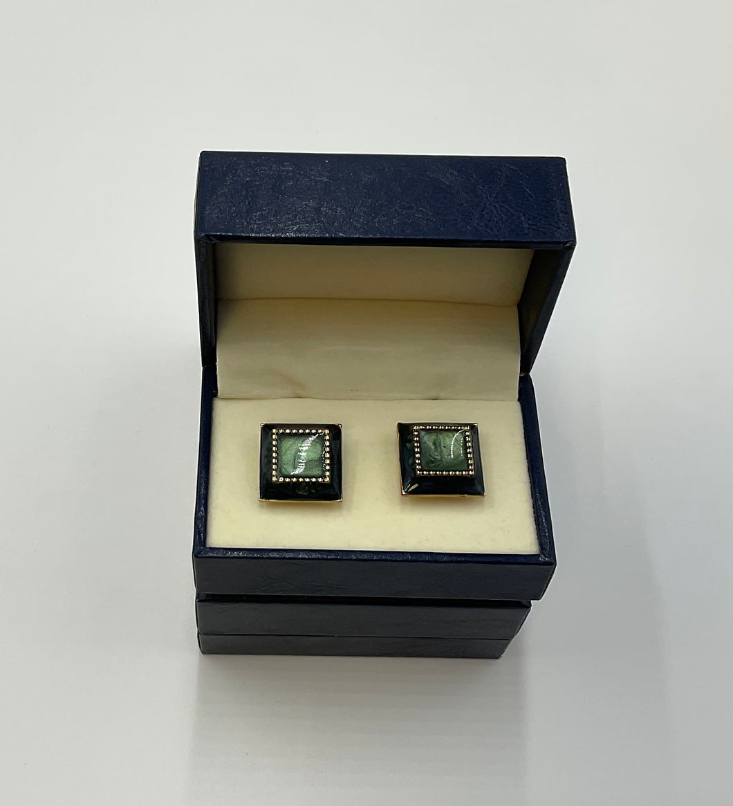 Navy and Green Square Cufflink