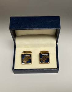 Square Gold and Navy Cufflinks