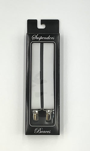 White Stretch Clip Suspenders