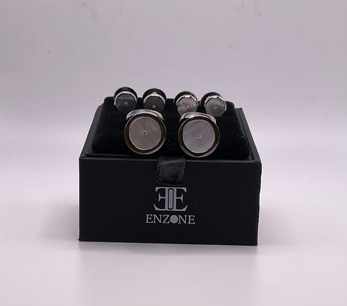 Iridescent with Crystal Cufflink and Stud Set