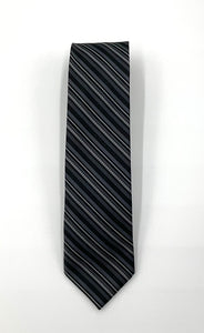 Black, White Grey Striped Necktie