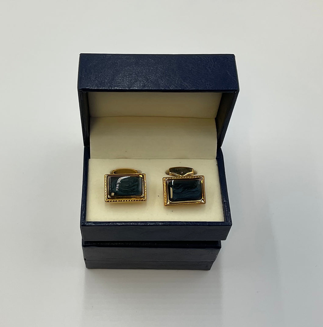 Gold and Blue Rectangle Cufflinks