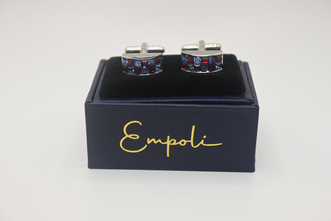 Red and Blue Crystal Cufflinks