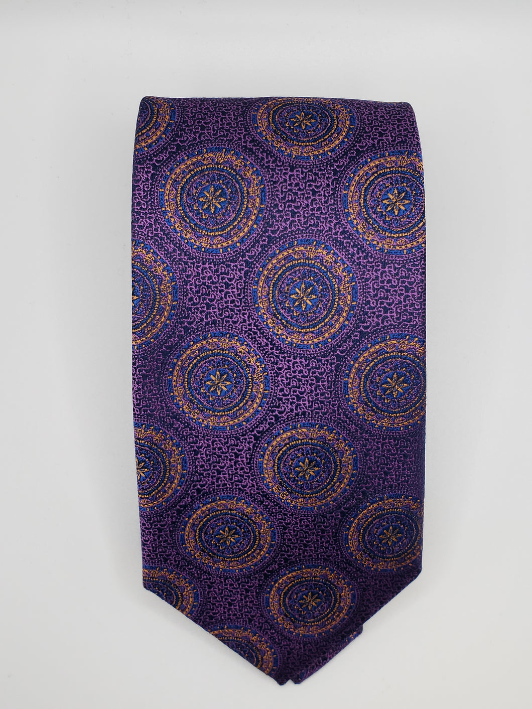 Orange and Purple Circle Neck Tie