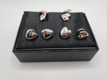 Load image into Gallery viewer, Silver Heart Cufflink and Stud Set