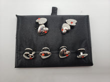 Load image into Gallery viewer, Silver Heart Cufflink and Stud Set