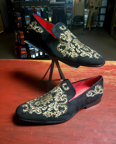 Gold and Black Printed Shoe