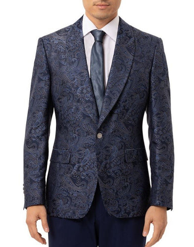 Navy and Blue Paisley Smoking Jacket