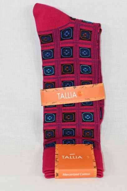 Magenta Square Pattern Sock