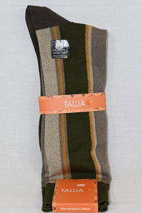 Green and Taupe Long Stripe Sock