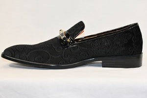 Black Velvet Scroll Shoe