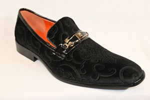 Black Velvet Scroll Shoe