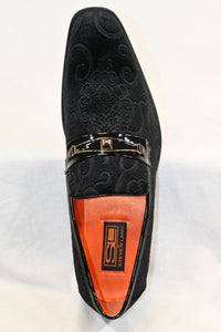 Black Velvet Scroll Shoe