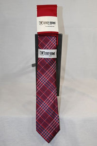 Red Plaid Tie and Hanky Set