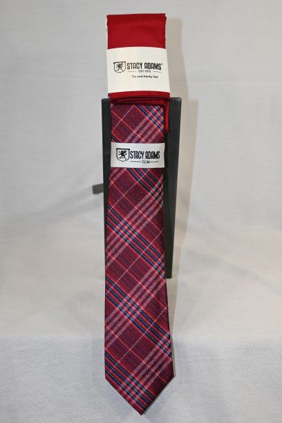 Red Plaid Tie and Hanky Set