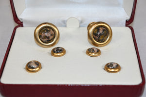 Rustic Bronze Cufflink and Stud Set