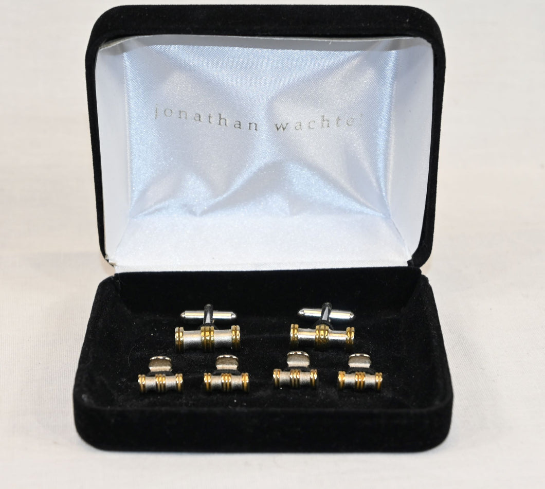 Gold and Silver Bar Cufflink and Stud Set